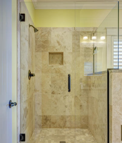 This is a walk in shower with glass doors we built for a customer in the Bella Vista AR area.